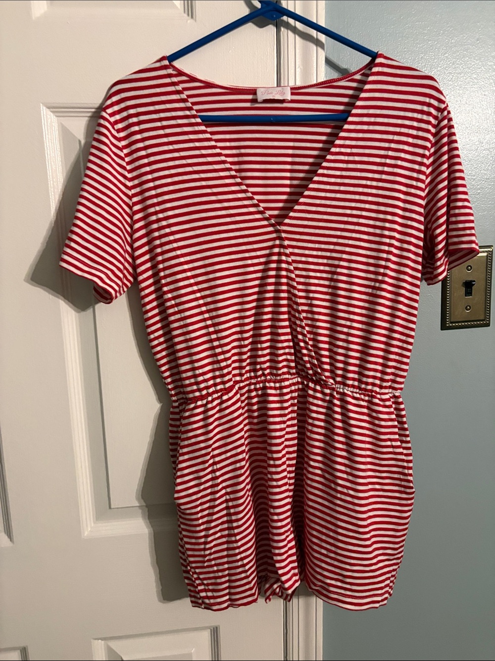 Pink Lily Striped Romper